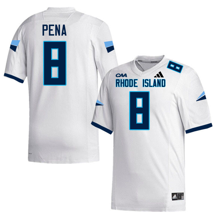 Rhode Island Rams #8 A.J. Pena College Football Jerseys,Uniforms-White